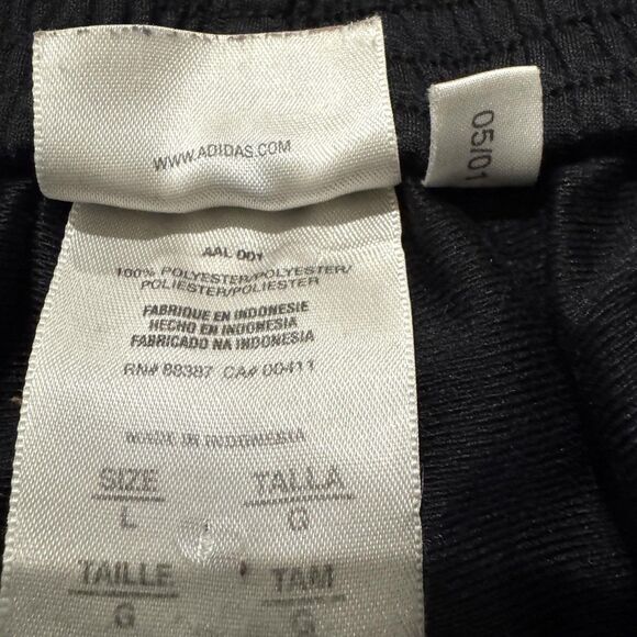 Vintage Adidas Track Pants Mens Large Black Snap Button Tearaway 3-Stripes Y2K - Picture 10 of 10